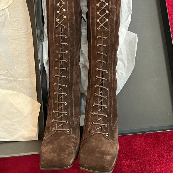 Dolce & Gabbana Shoes - Dolce & Gabbana Brown Suede Lace-Up Boots, Size 9.5, Vintage Never Worn